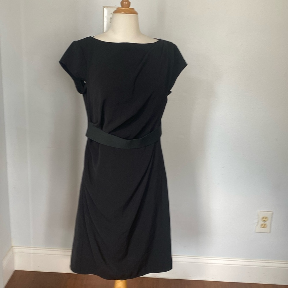Esprit Black Belted Sheath Round Neck‎ Short Sleeve Dress Size 8